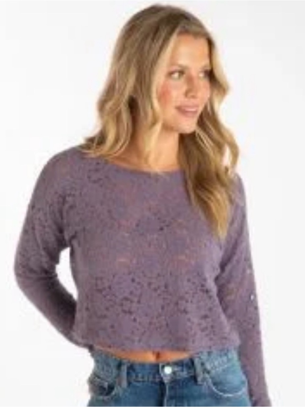 NWOT NATURAL LIFE Lavender Purple Lace Cropped Top